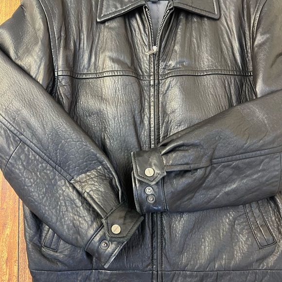 London Fog Black Leather Jacket Men’s S - Picture 9 of 10